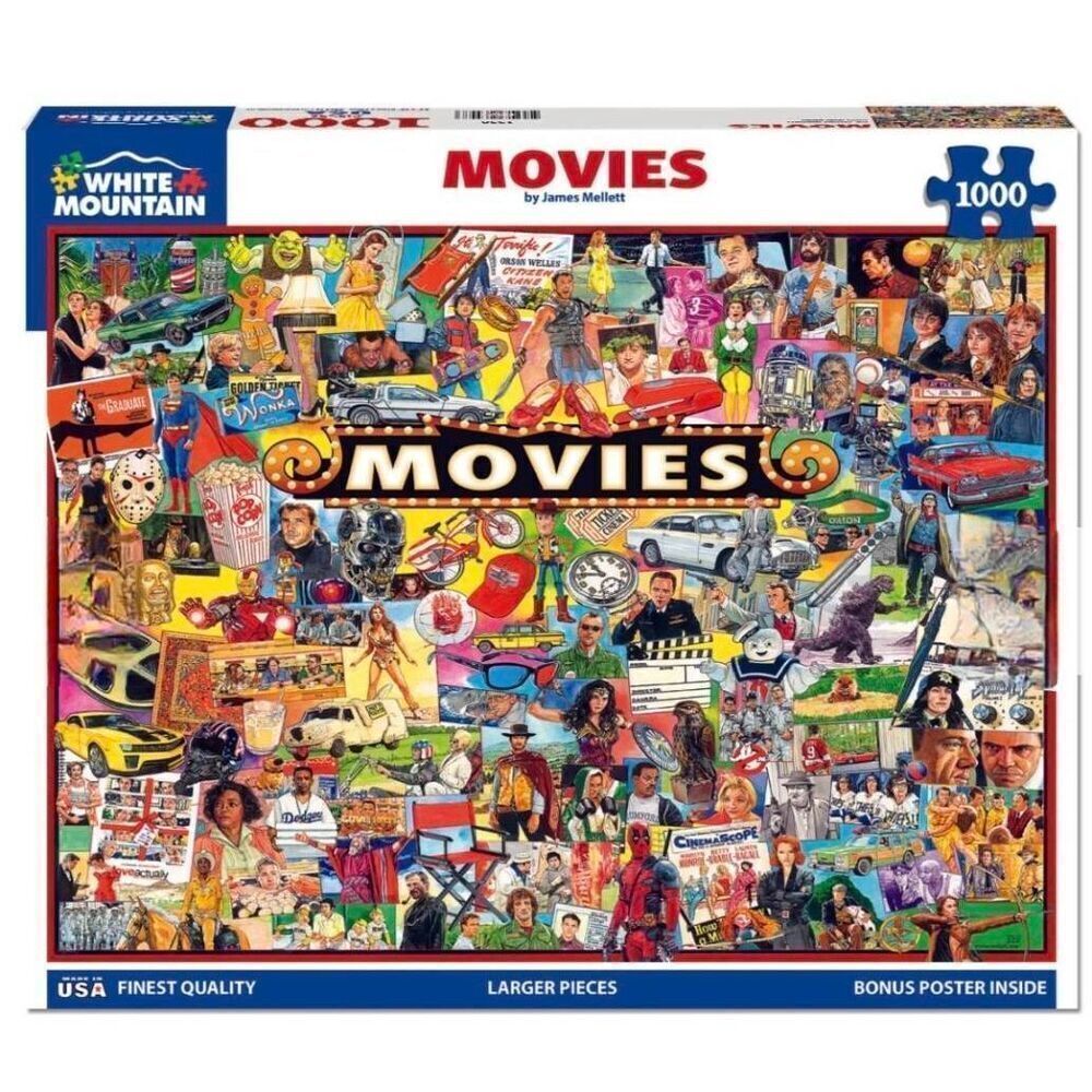 White Mountain Movies 1000 pc Jigsaw Puzzle, USED